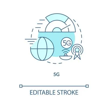 Fifth generation turquoise concept icon Stock Illustration