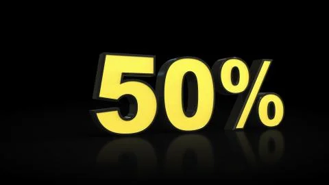 Fifty 50 % percent 3D rendering Illustrazione stock