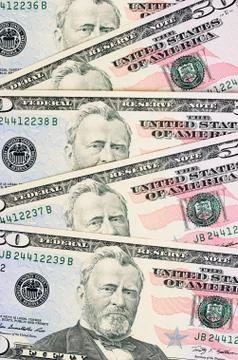 Fifty dollar banknotes as a background Stock Photos