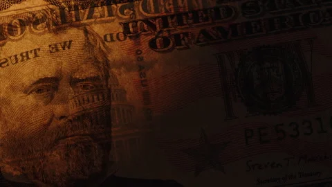 Fifty-Dollar Bill Illuminated By Light Showing Watermarks For Counterfeit Stock Footage 277616338