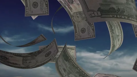 Fifty dollar bill  slowmotion falling 02 Stock Footage 343553574