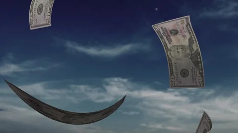 Fifty dollar bill  slowmotion falling Stock Footage 343553575