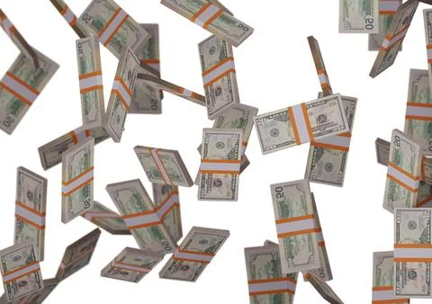 Fifty dollar stack of money, 3D render, illustration, Dollar Bills isolated o イラスト素材