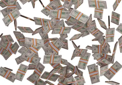 Fifty dollar stack of money, 3D render, illustration, Dollar Bills isolated o イラスト素材