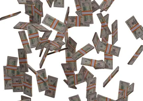 Fifty dollar stack of money, 3D render, illustration, Dollar Bills isolated o Stock Illustration