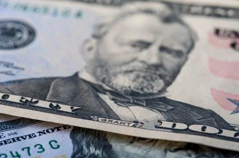 Fifty dollars banknote, closeup Stock Photos