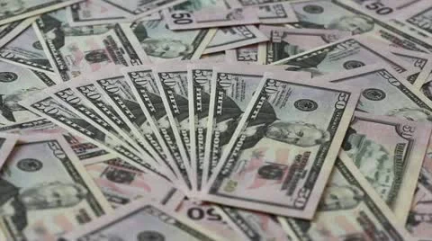 Fifty dollars banknotes background Stock Footage