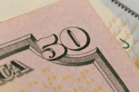 Fifty Dollars elements , super macro, close up photo Foto stock