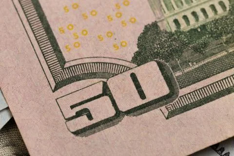 Fifty Dollars elements , super macro, close up photo Stock Photos