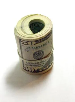 Fifty dollars isolate on the white background Stock Photos