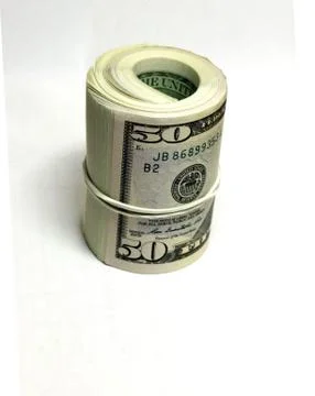 Fifty dollars isolate on the white background Stock Photos