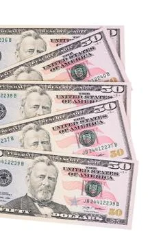 The fifty dollars isolated on white Stock Photos