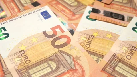 Fifty euro banknotes closeup Stock Footage 329345208