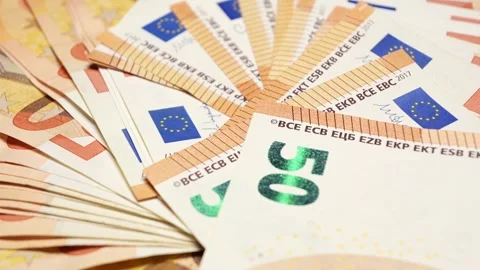 Fifty euro banknotes rotating Stock Footage 329345325