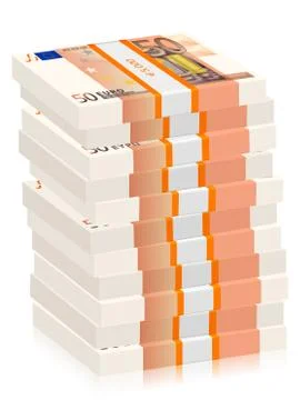 Fifty euro banknotes stacks Stock Illustration