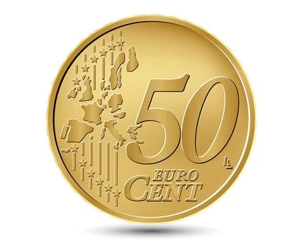 Fifty euro cent coin. Reverse coin. Vector illustration. Stock Illustration