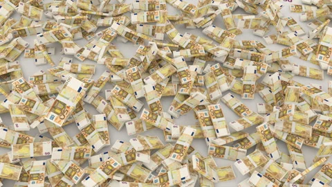 Fifty euro stacks of banknotes fall Stock Footage 151606267