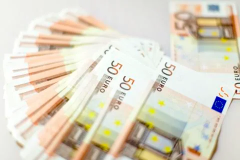 Fifty euros notes 스톡 사진