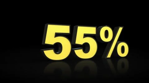 Fifty-five 55 % percent 3D rendering Illustrazione stock