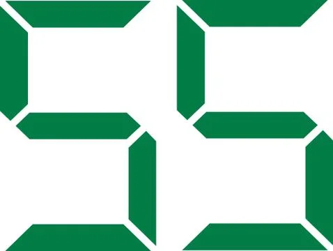 Fifty-five digital number 55 Stock Illustration