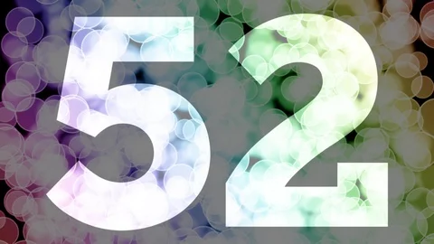 Fifty one to fifty two years birthday fade in/out animation with color bokeh Stock Footage 108533725