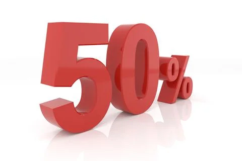 Fifty percent. 3D rendering. Stock Illustration