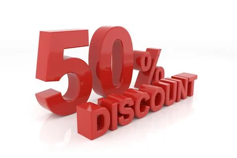 Fifty percent discount. 3D rendering. Stock Illustration