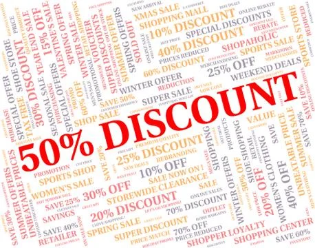 Fifty Percent Off Indicates Bargain Reduction And Cheap Stockillustratie