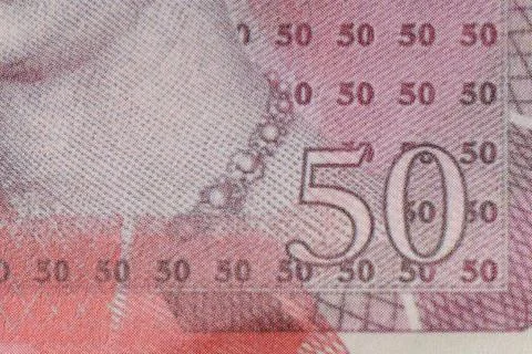 Fifty pounds sterling. separate elements of banknotes Stock Photos