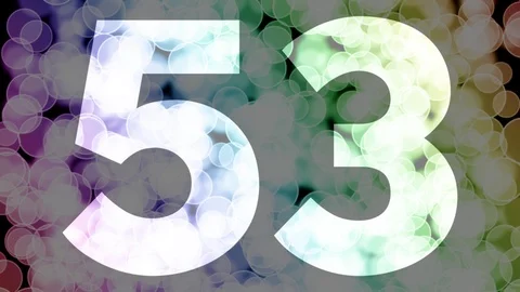 Fifty two to fifty three years birthday fade in/out animation with color bokeh Stock Footage 108533797