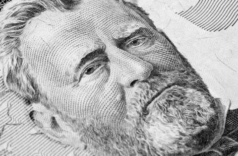 Fifty us dollars macro closeup Stock Photos