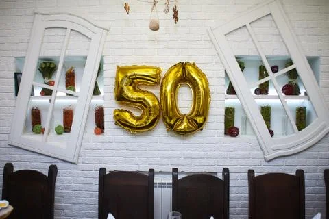 Fifty on the wall Foto stock