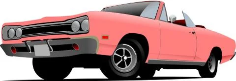 Fifty years old  cabriolet with opened roof. vector illustration Stock Illustration