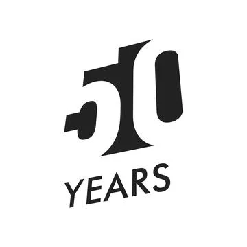 Fifty years vector emblem template. Anniversary symbol, negative space design Stock Illustration
