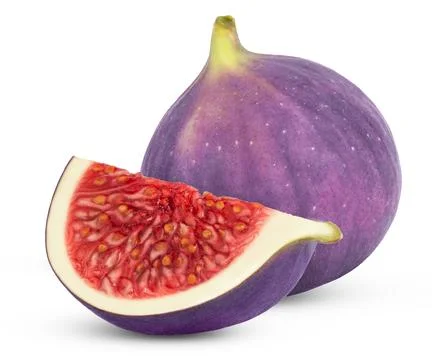 Fig and cut in a slice isolated on white background. Stock Photos