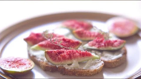 Fig appetizer served in a plate Stock Footage 76136429