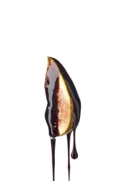 Fig coated by chocolate Stock Photos