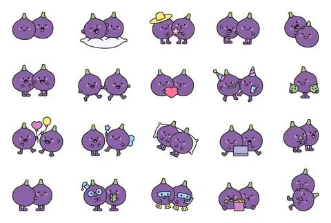 Fig couple character set Ilustração Stock
