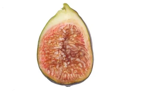 The fig cut in half on a white background Foto stock