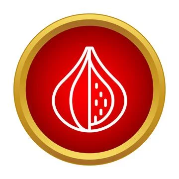 Fig fruit outline icon in red circle Illustrazione stock