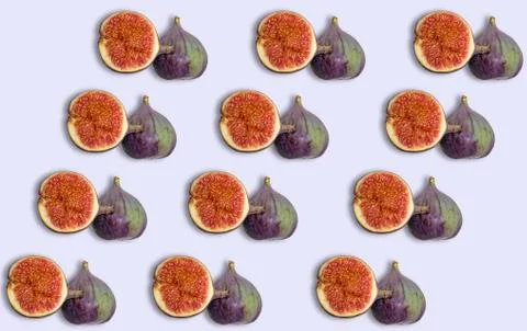 Fig fruit pattern with shadow on a light background. Foto stock