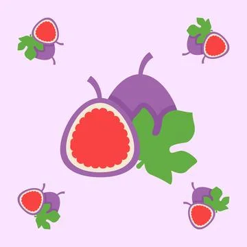 Fig fruit seamless for pattern fabric, simple fig fruit cute repeat in squa.. 스톡 일러스트