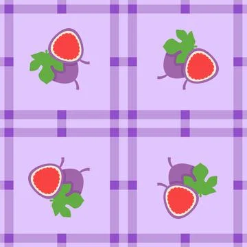 Fig fruit seamless for pattern fabric, simple fig fruit cute repeat in squa.. Stock Illustration