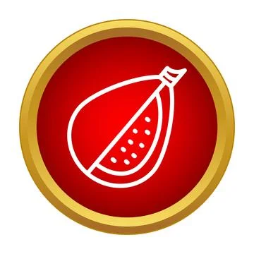 Fig fruit slice line icon in red circle Illustrazione stock
