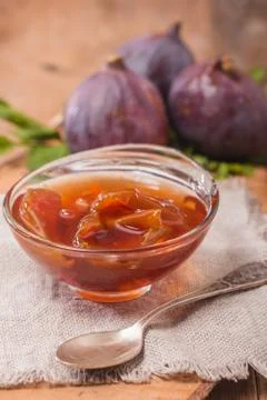 Fig jam  with fresh figs Stock Photos