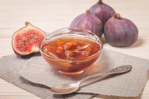 Fig jam  with fresh figs Stock Photos