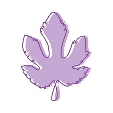 Fig leaf logo icon purple on white background Stock Illustration
