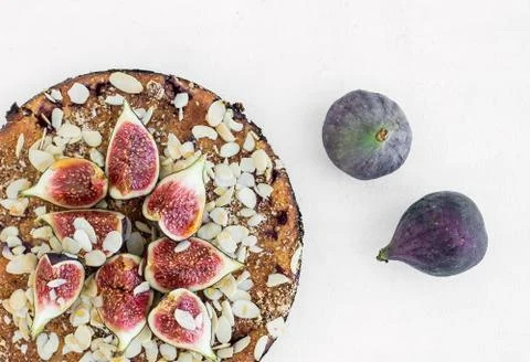 Fig pie on a white surface Stock Photos