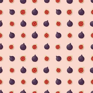 Fig seamless pattern. Vegan organic eco fruit background. vector illustration Stock Illustration
