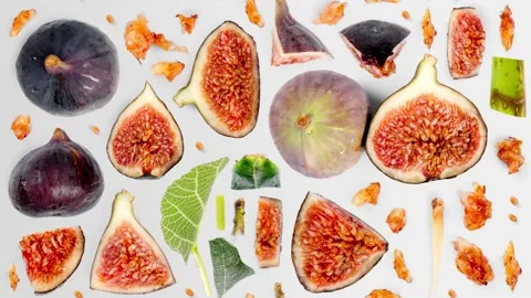 Fig Slice and Leaf Collection Video stock 220726427